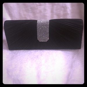 Black Clutch with Rhinestone Accent